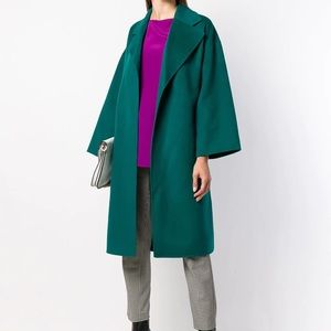 Theory New Divide Robe Coat Green Ivy Sz S